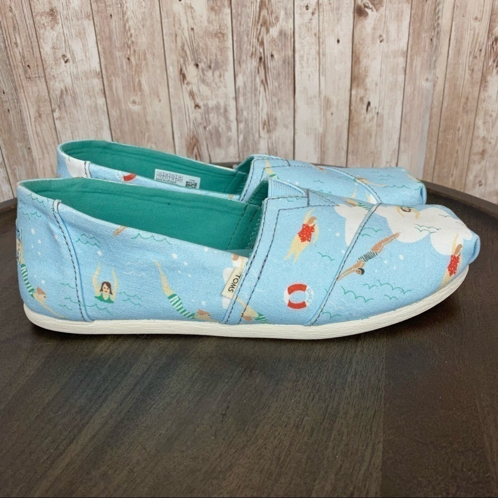 TOMS Classic Alpargata Blue Glow Swimmers Slip On Shoe Size 7.5 Women - Picture 5 of 13